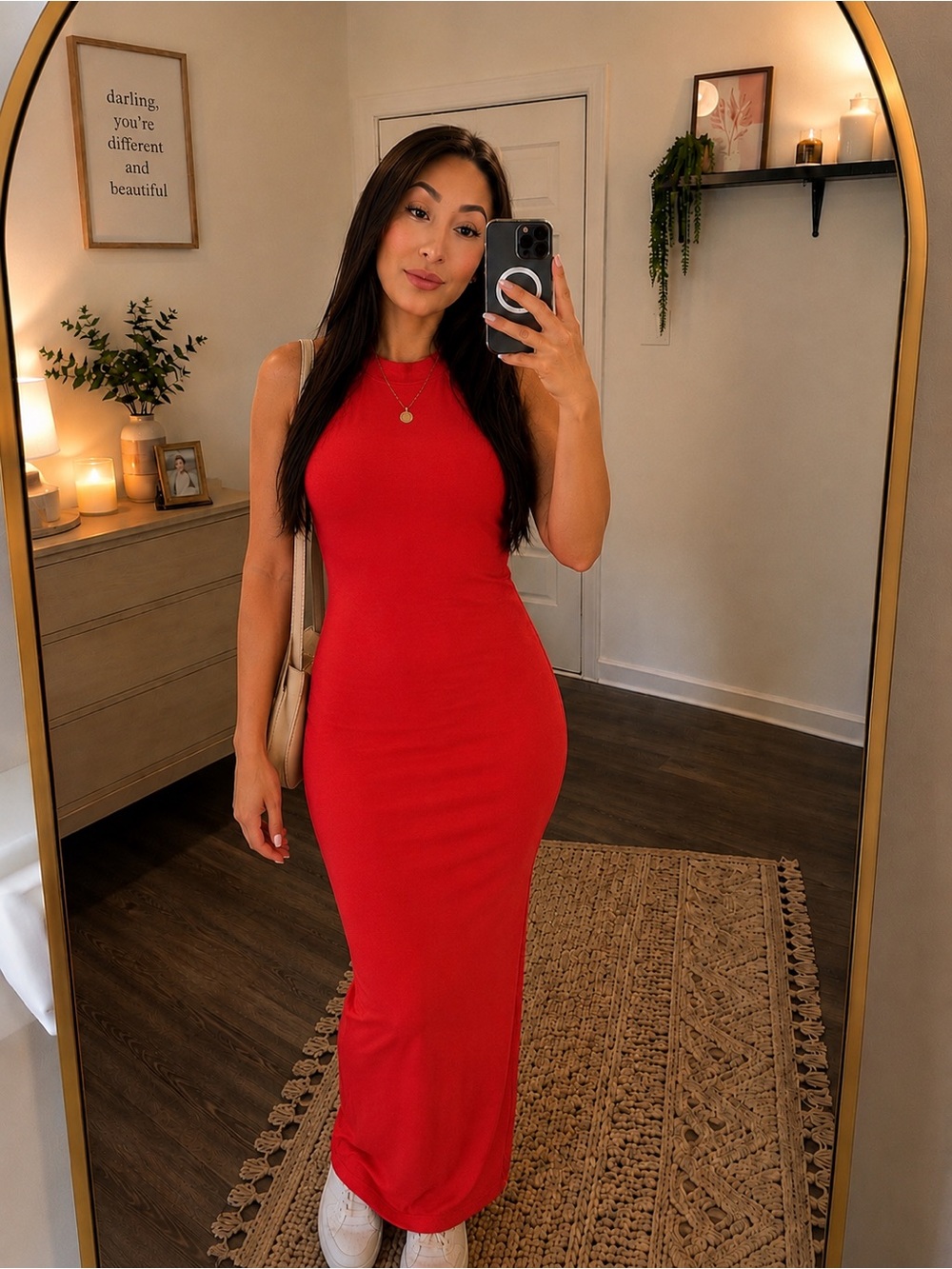 SHEIN Red Maxi Dress - Fitted Bodycon